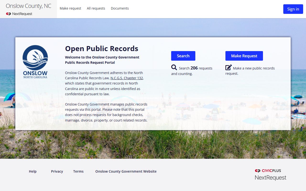 Onslow County Clerk of Superior Court public records portal record routing