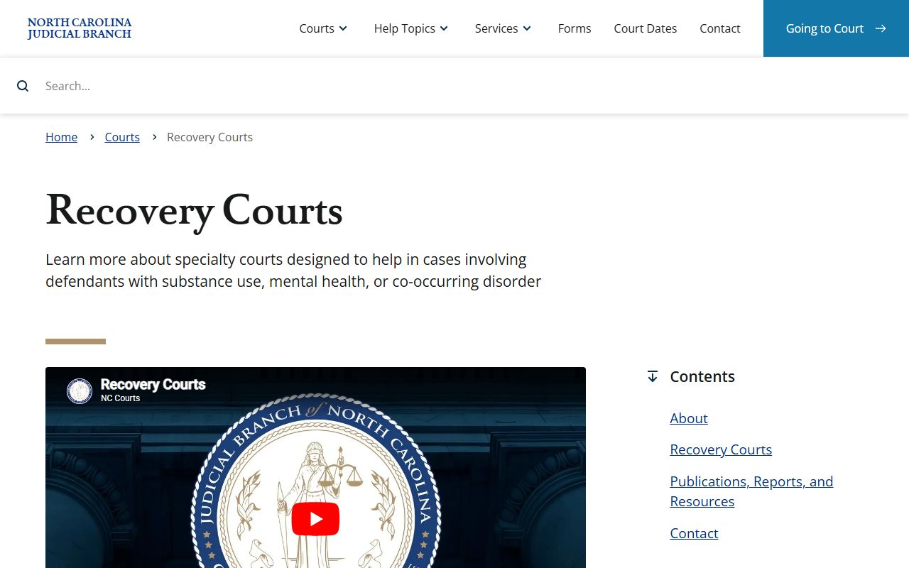 Onslow County court dockets Recovery Courts program