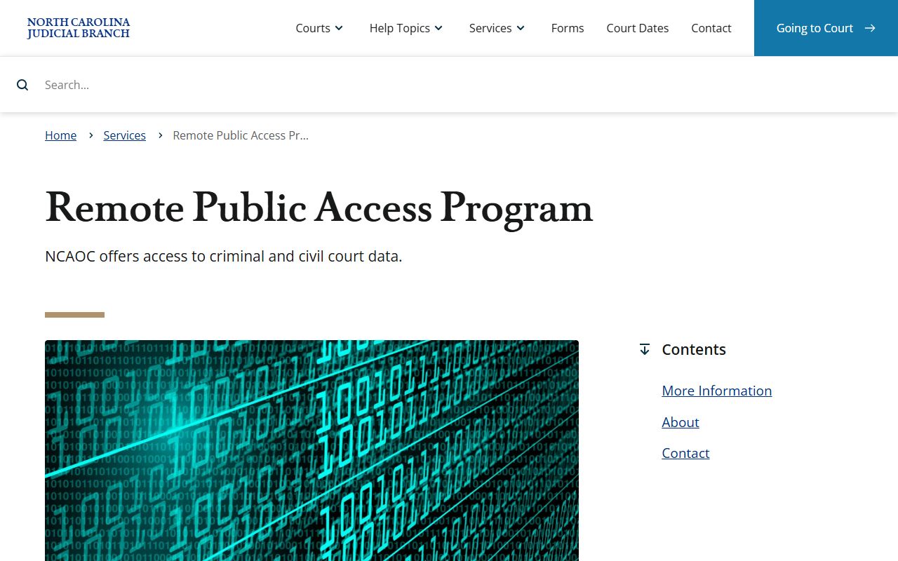 Onslow County court records Remote Public Access Program overview