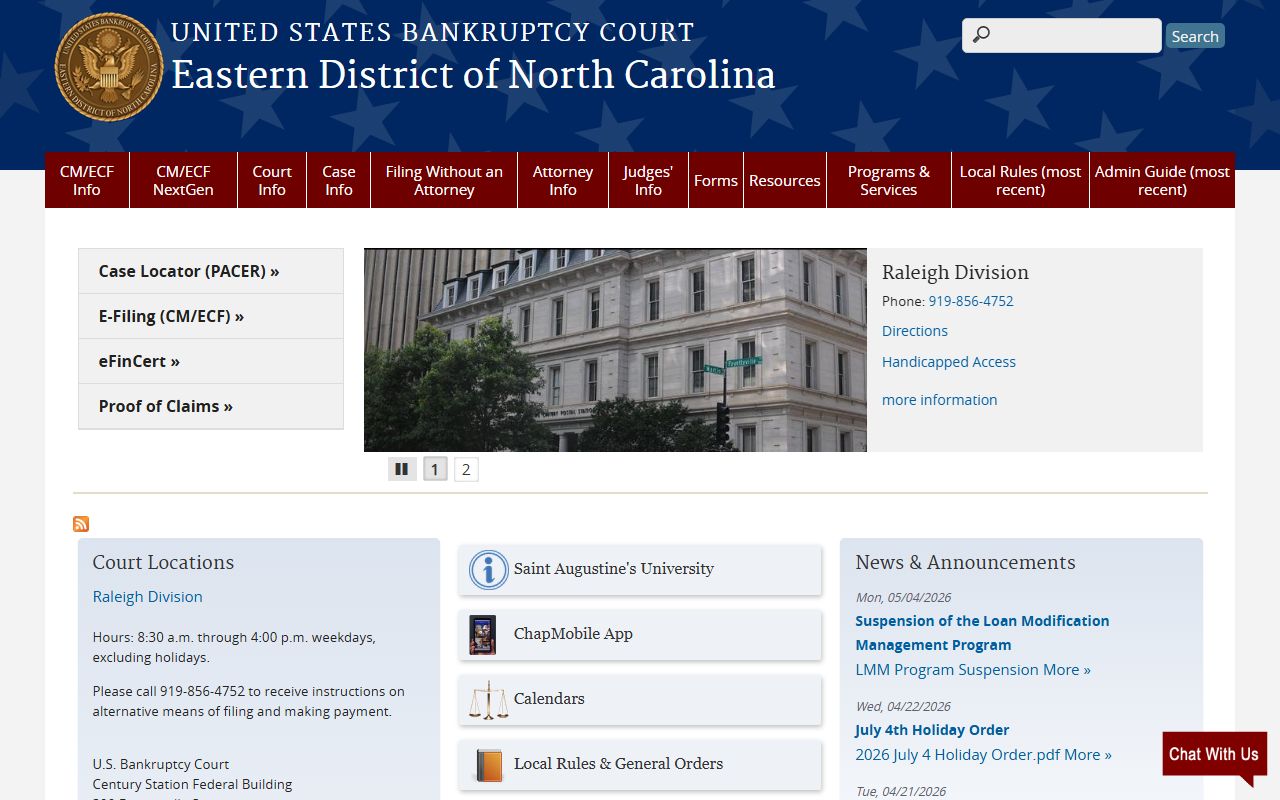 Onslow County bankruptcy court record reference