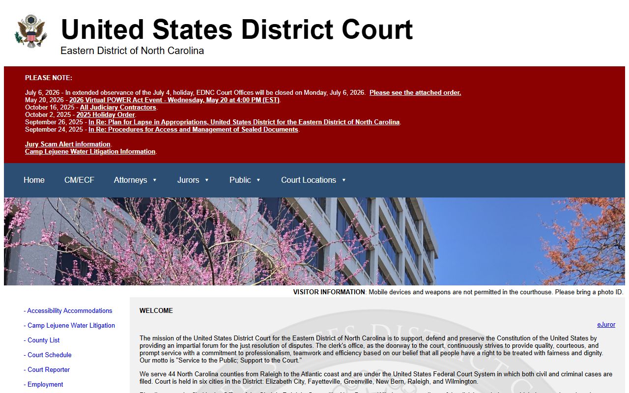 Onslow County federal District Court record reference