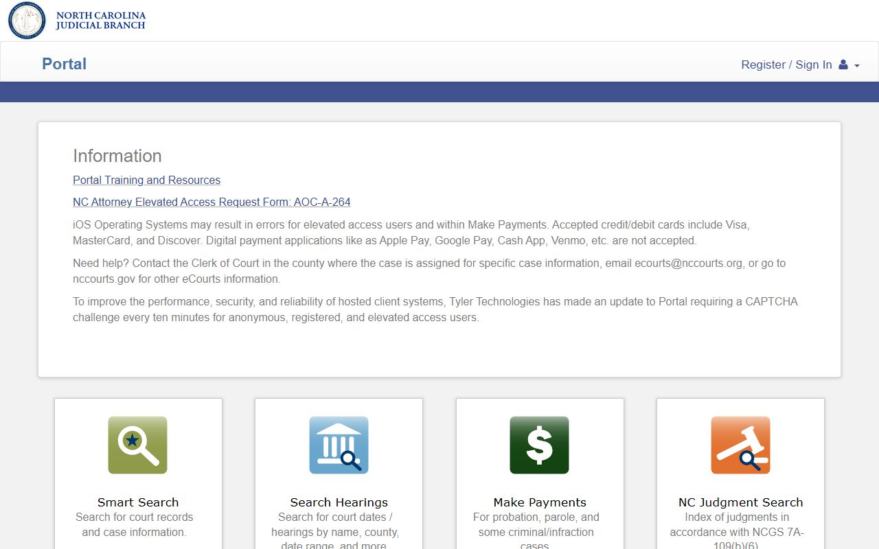 Onslow County court records eCourts Portal search