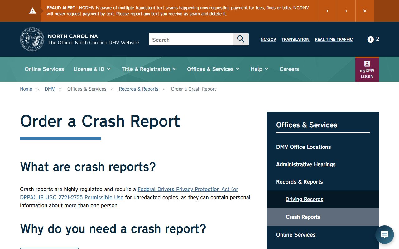 Onslow County traffic court records and NCDMV crash report ordering