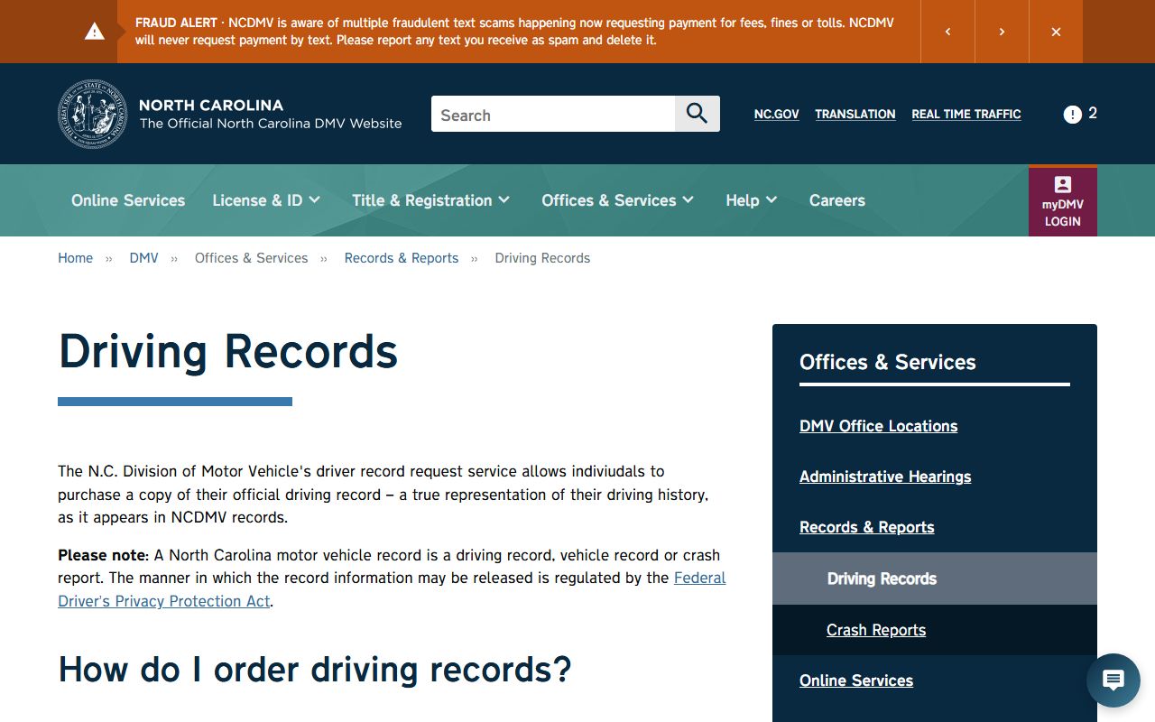 Onslow County traffic court records and NCDMV driving record access